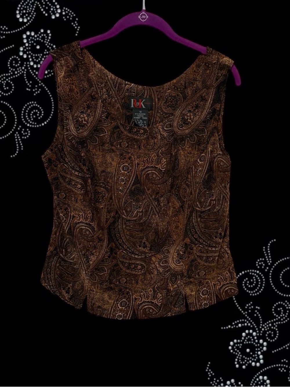 Brown Paisley Sleeveless Women’s Top
